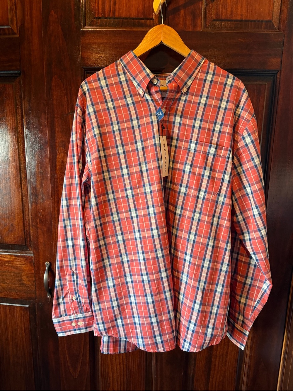 Saddlebred Red and Blue Plaid Button-Down Shirt